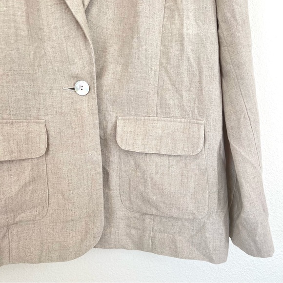 Neiman Marcus Relaxed Fit Khaki Tan Linen Blazer Size Large - Picture 4 of 11